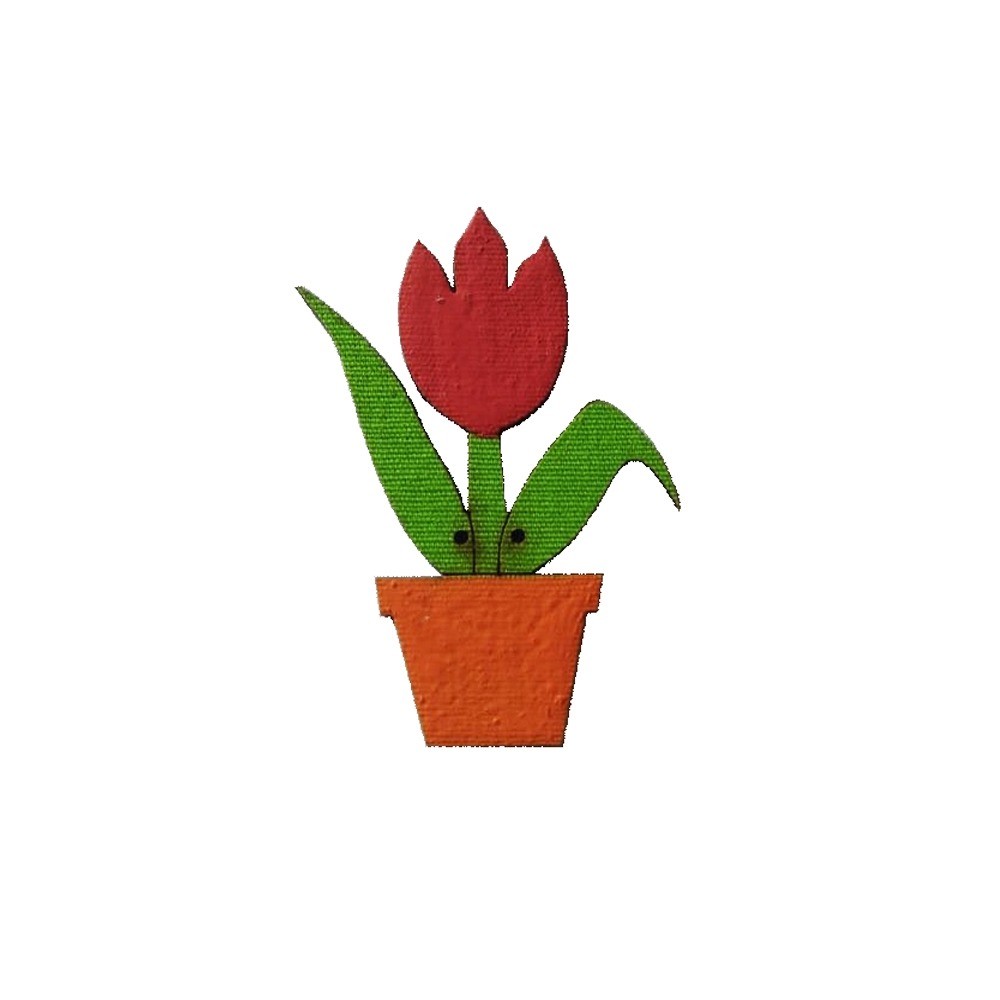 Aplique Botão Patchwork Tulipa Vermelha 3x5cm Cod.2