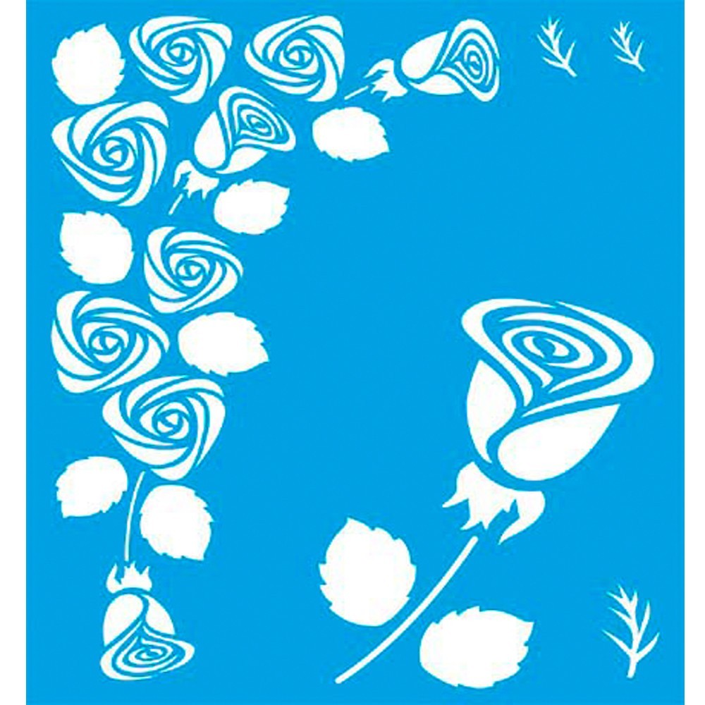 Litoarte Stencil Medio 17x21 - Cantoneira Flores Sobreposiçao